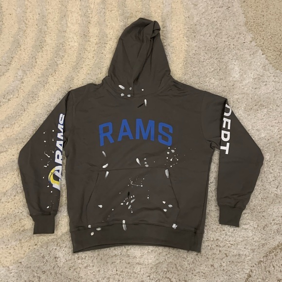 Gallery Dept LA Rams DEPT. Logo Grey & Blue Hoodie Mens Size Large
